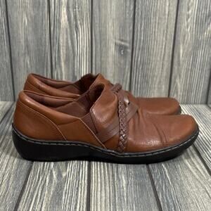 Clarks Collection Shoes Cora Braid Women 10 Brown Slip On Comfort Casual 15260